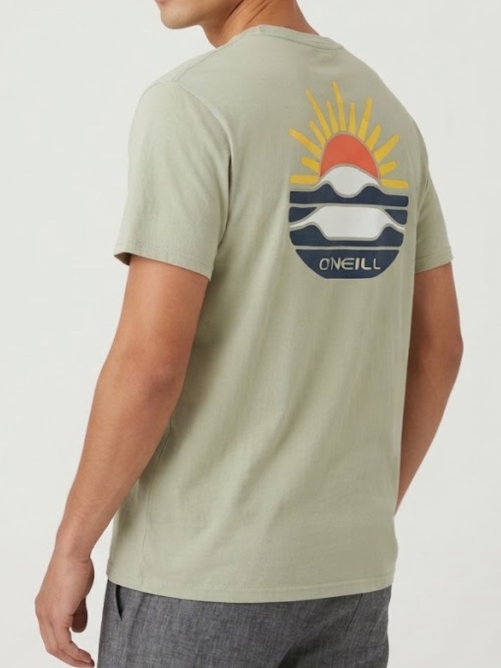 O'Neill Sage Green Short-Sleeve Tee with Sunset Graphic Men’s Size XXL